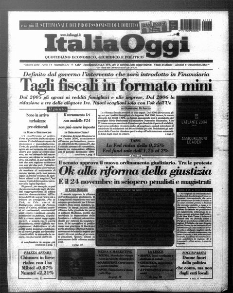 Italia oggi : quotidiano di economia finanza e politica